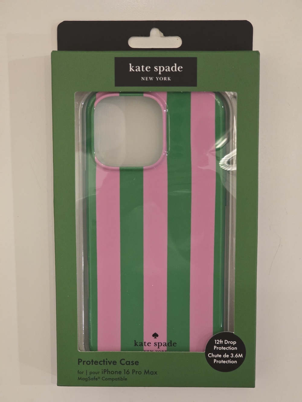 NWT kate spade New York iPhone 16 Pro Max Pink & Green Striped Phone Case